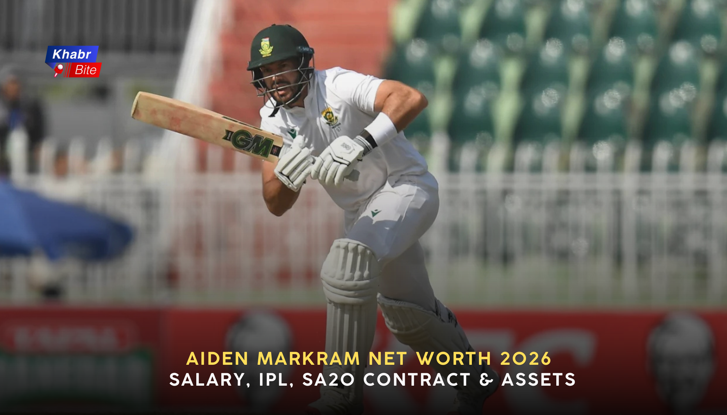 Aiden Markram playing a Test match shot for South Africa,