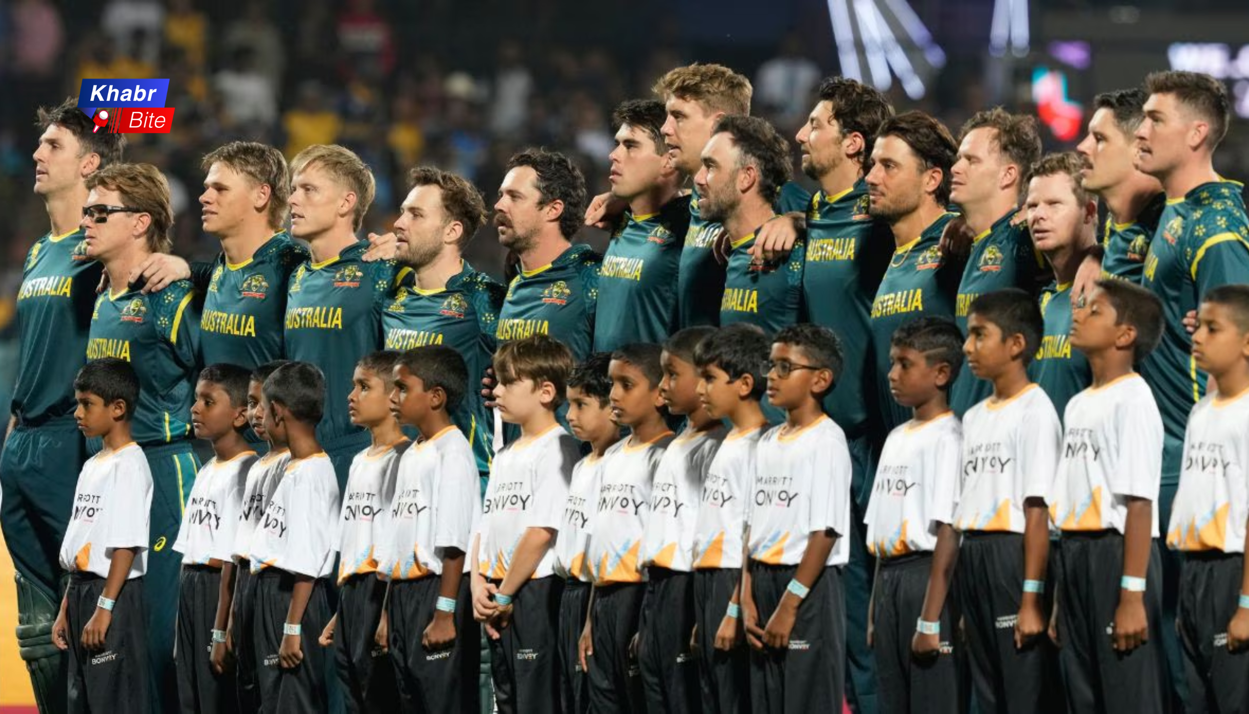 Australia cricket team players lineup during T20 World Cup 2026 match
