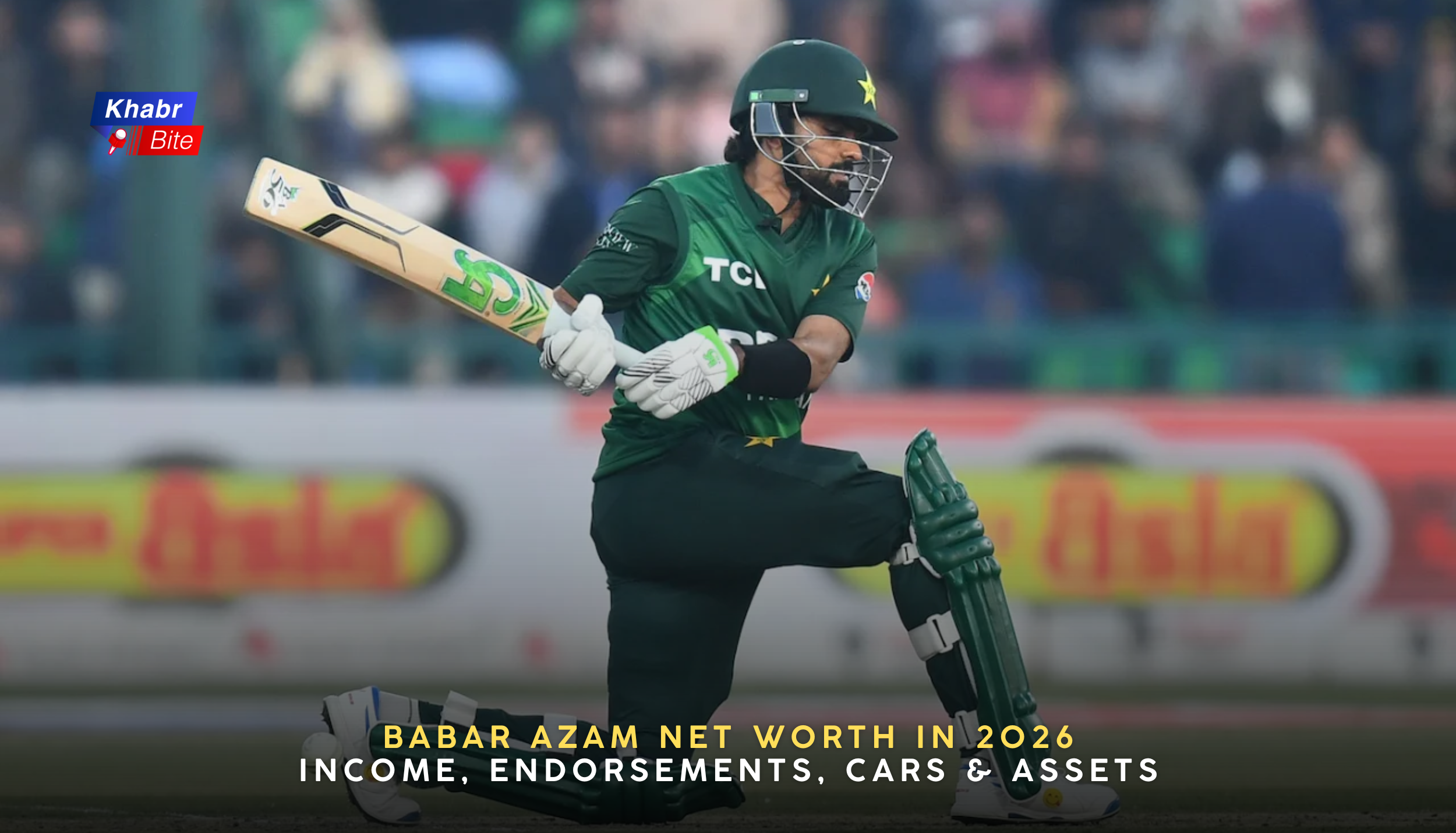 Babar Azam playing a cricket shot for Pakistan during an international match