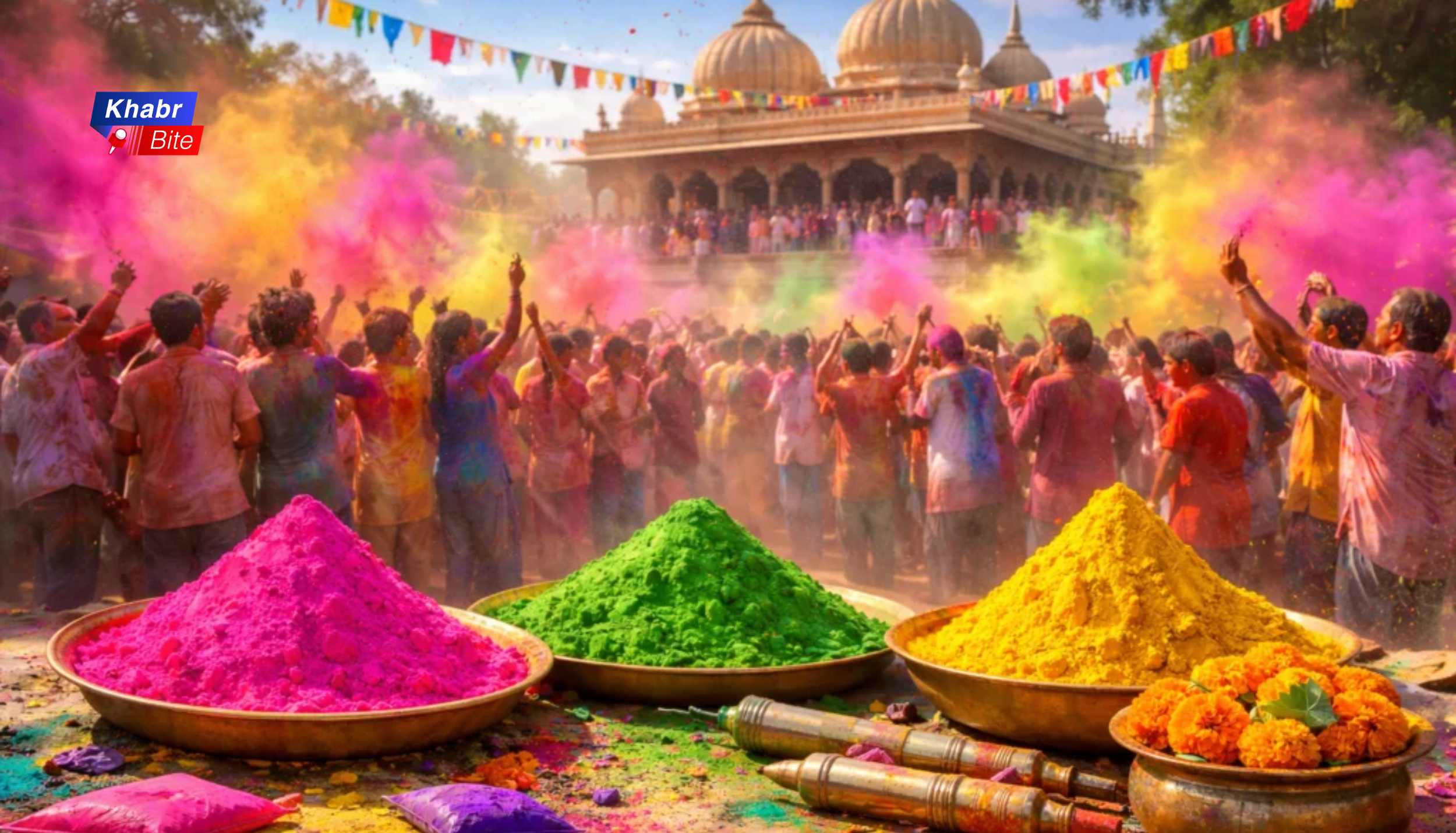 Holi festival celebration with colors Holika Dahan 2026 festival of colors India