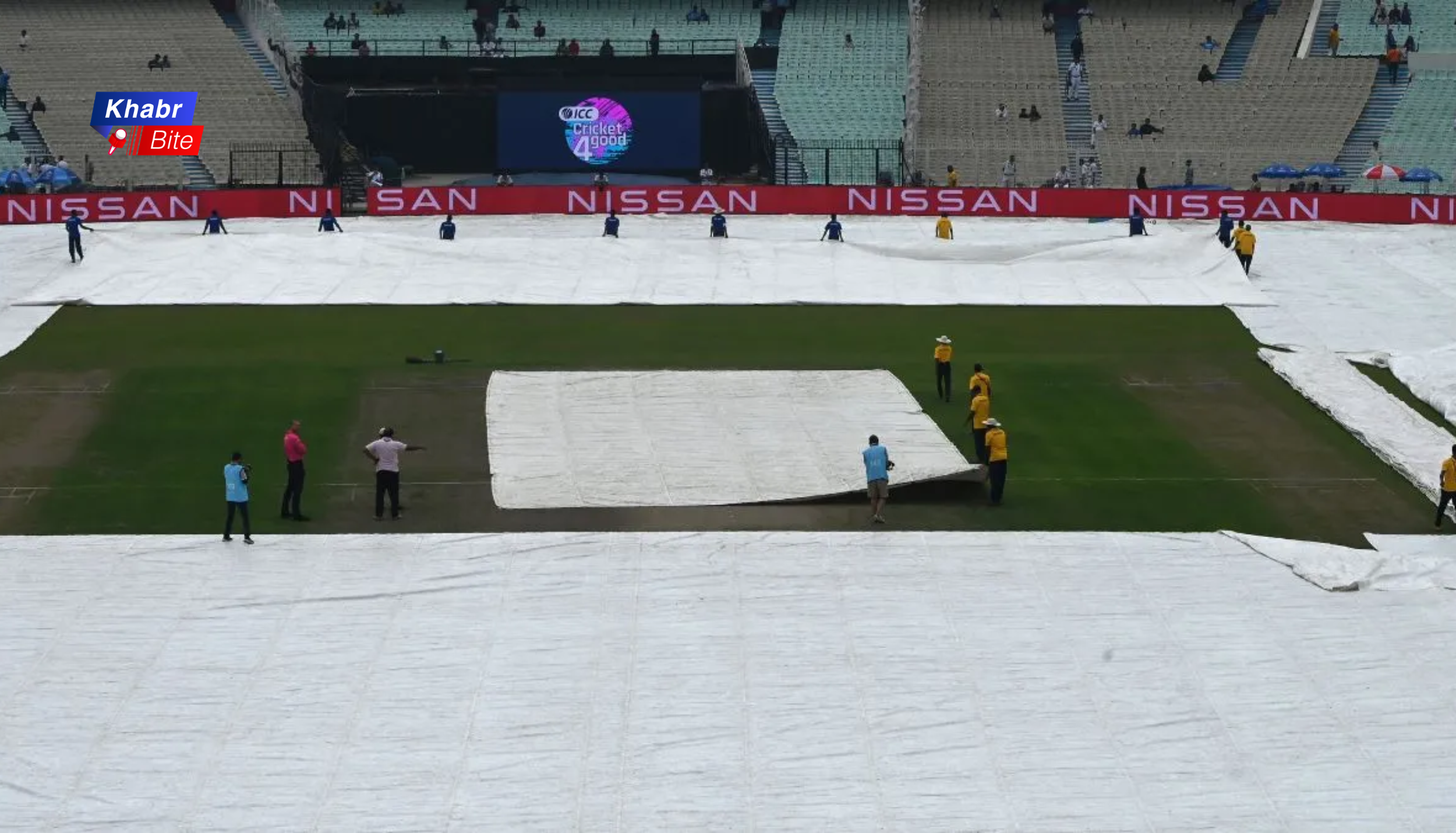 Cricket ground covered due to rain as India vs West Indies match faces washout threat in T20 World Cup 2026