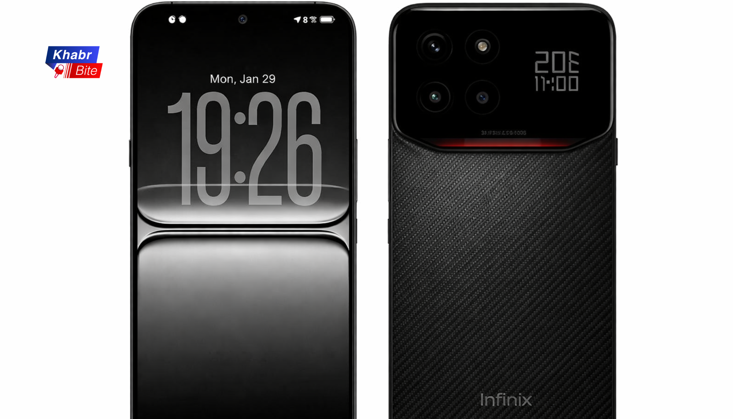Infinix Note 60 Ultra front and rear design with AMOLED display and glyph-style rear display