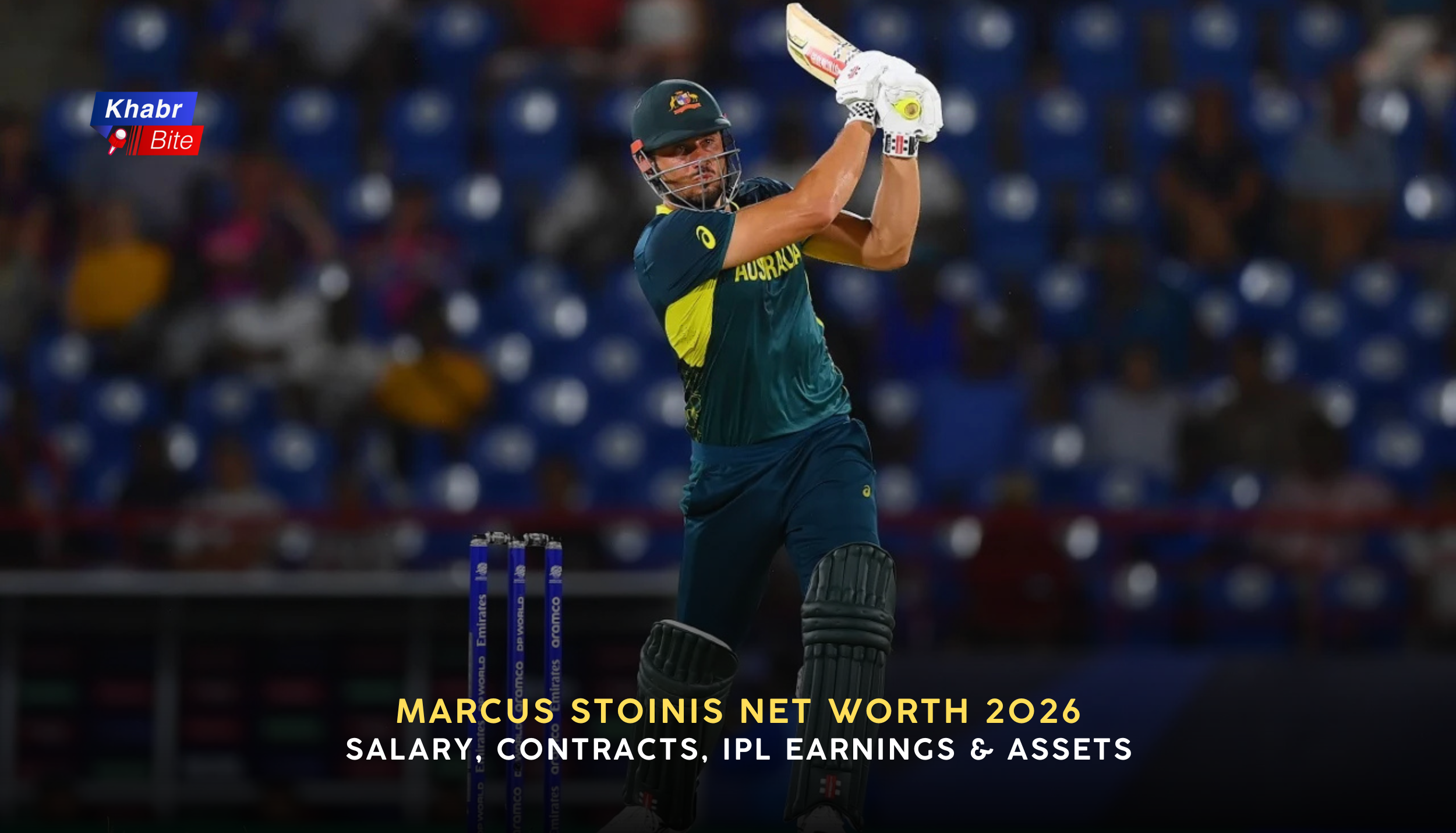 Marcus Stoinis playing a cricket shot for Australia during a match