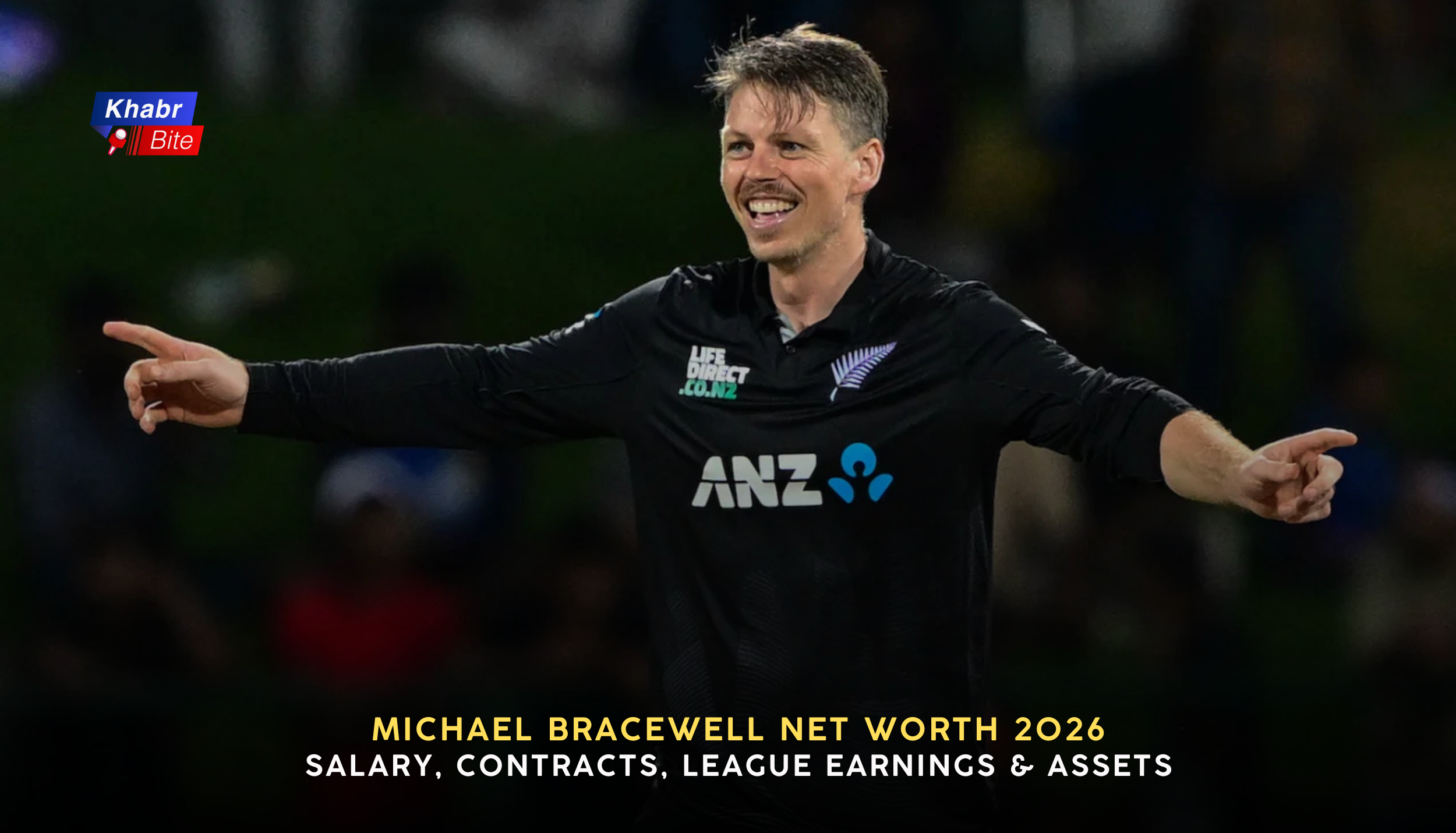 Michael Bracewell celebrating during a New Zealand cricket match