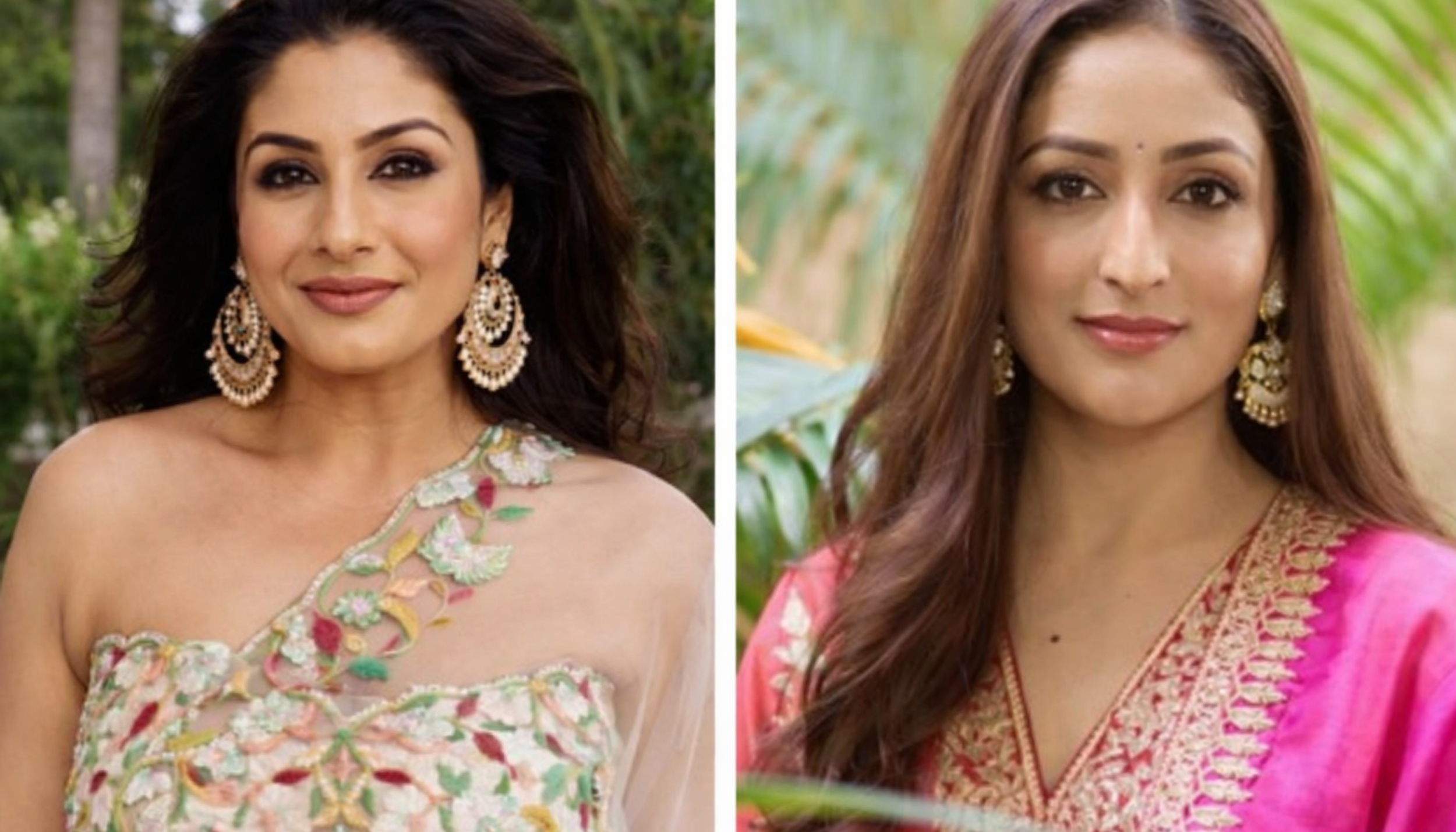 Raveena Tandon and Yami Gautam in traditional outfits during Dhurandhar film discussion