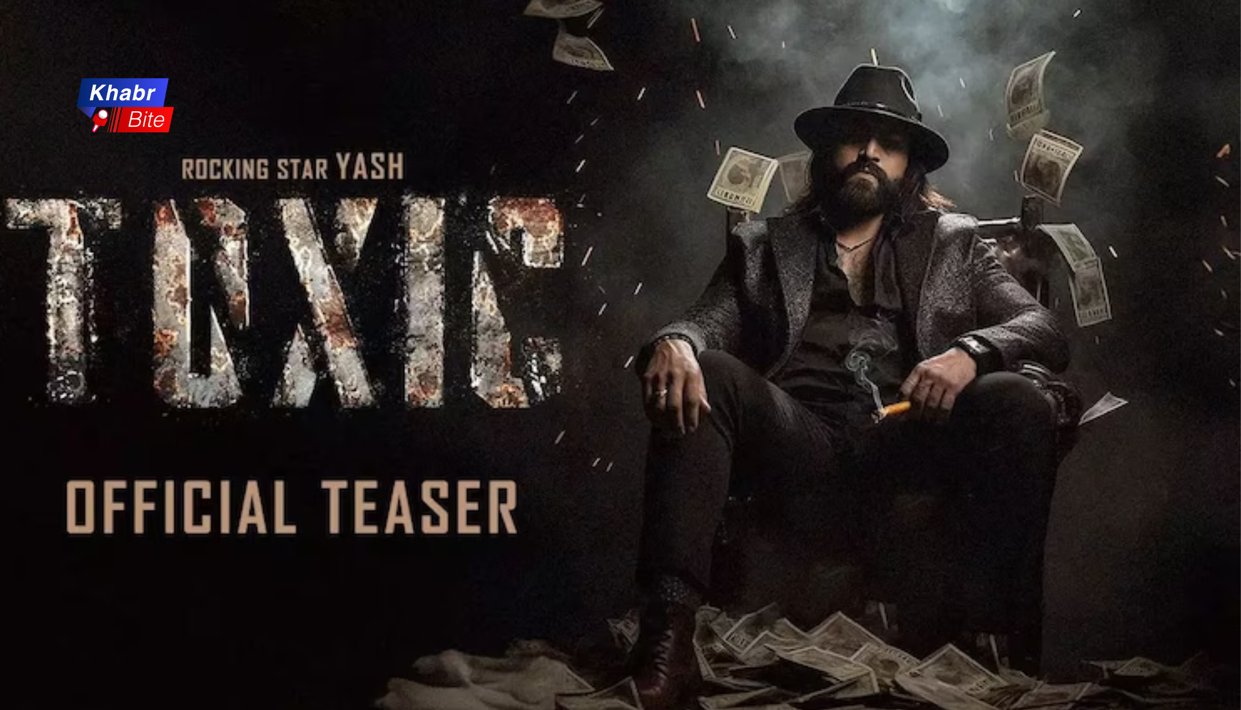 Yash Toxic official teaser poster showing actor in intense gangster look