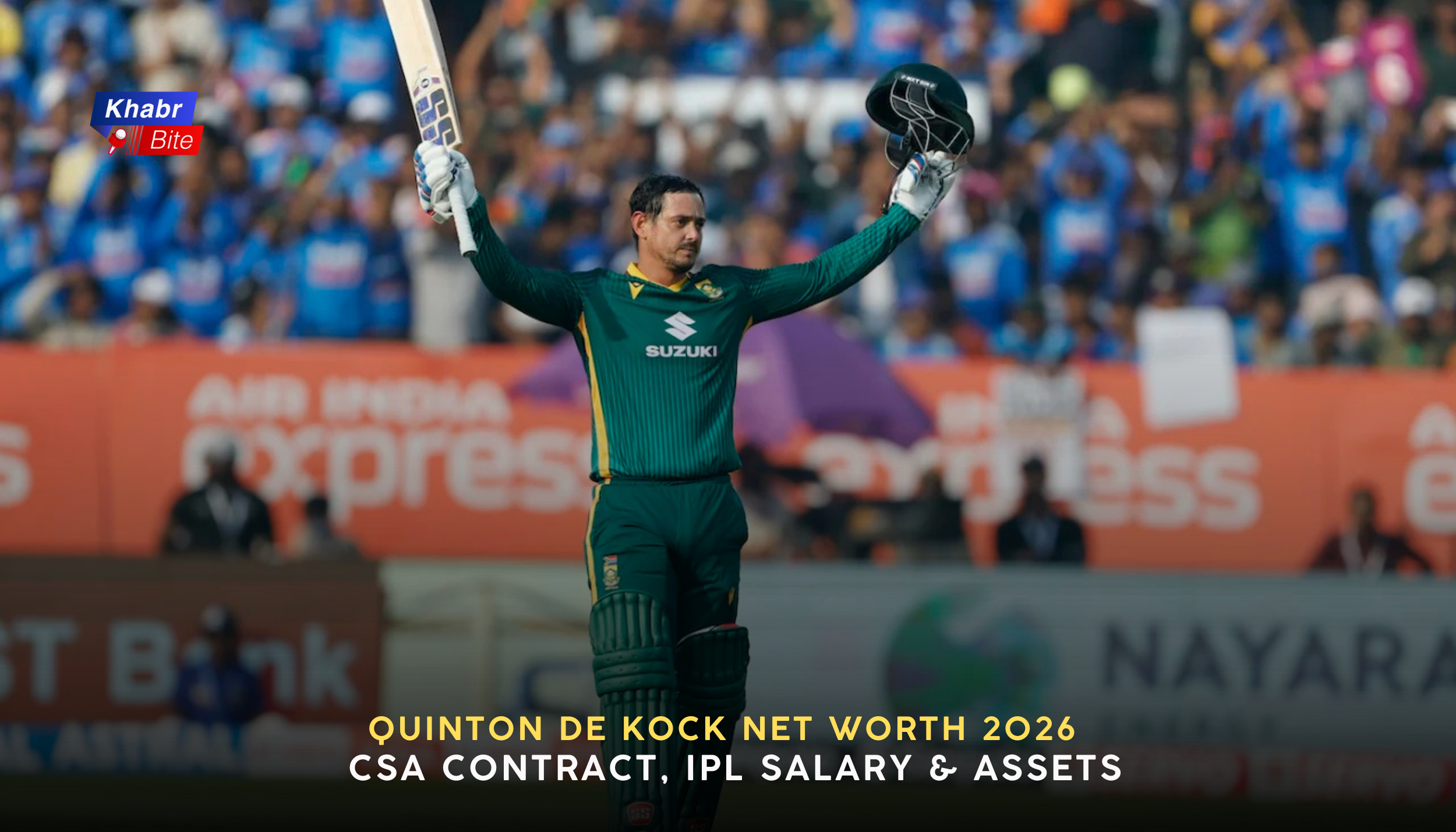 Quinton de Kock celebrating a century for South Africa