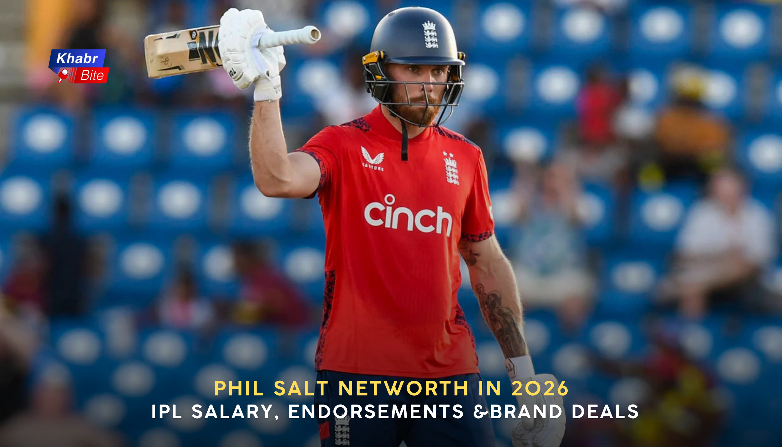 Philip Salt raising his bat while playing for England in a limited-overs match
