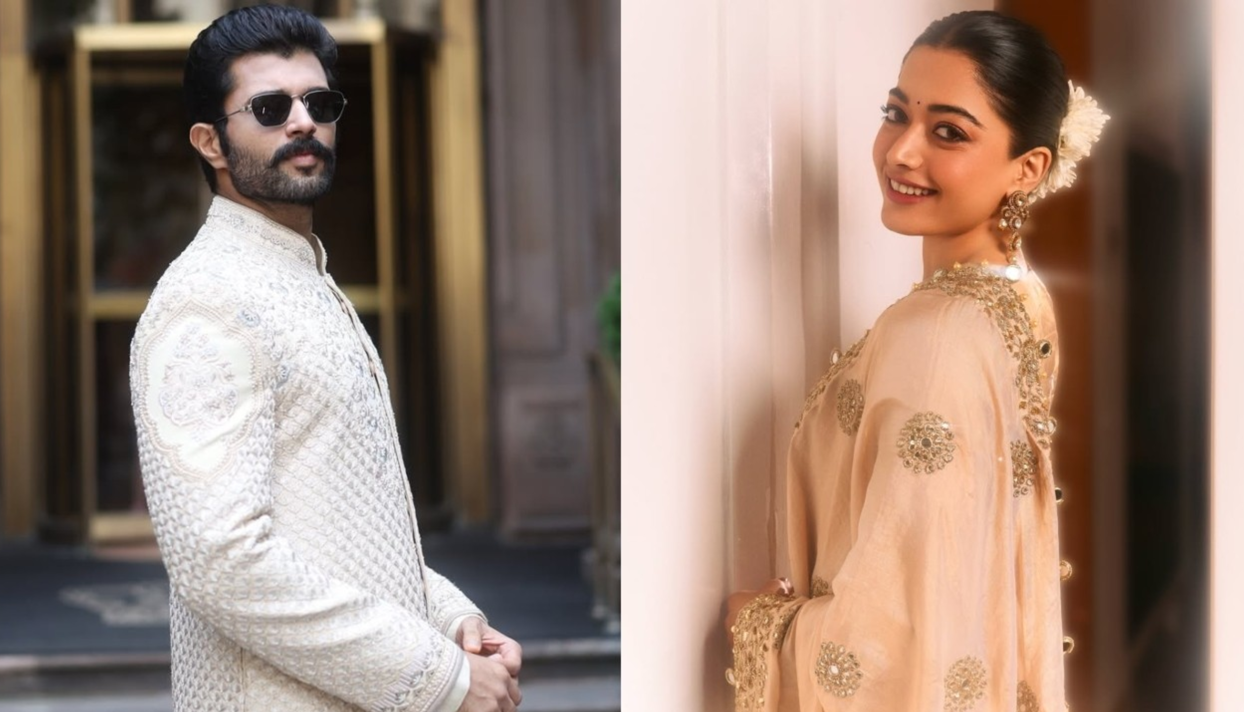 Rashmika Mandanna and Vijay Deverakonda in traditional outfits amid wedding