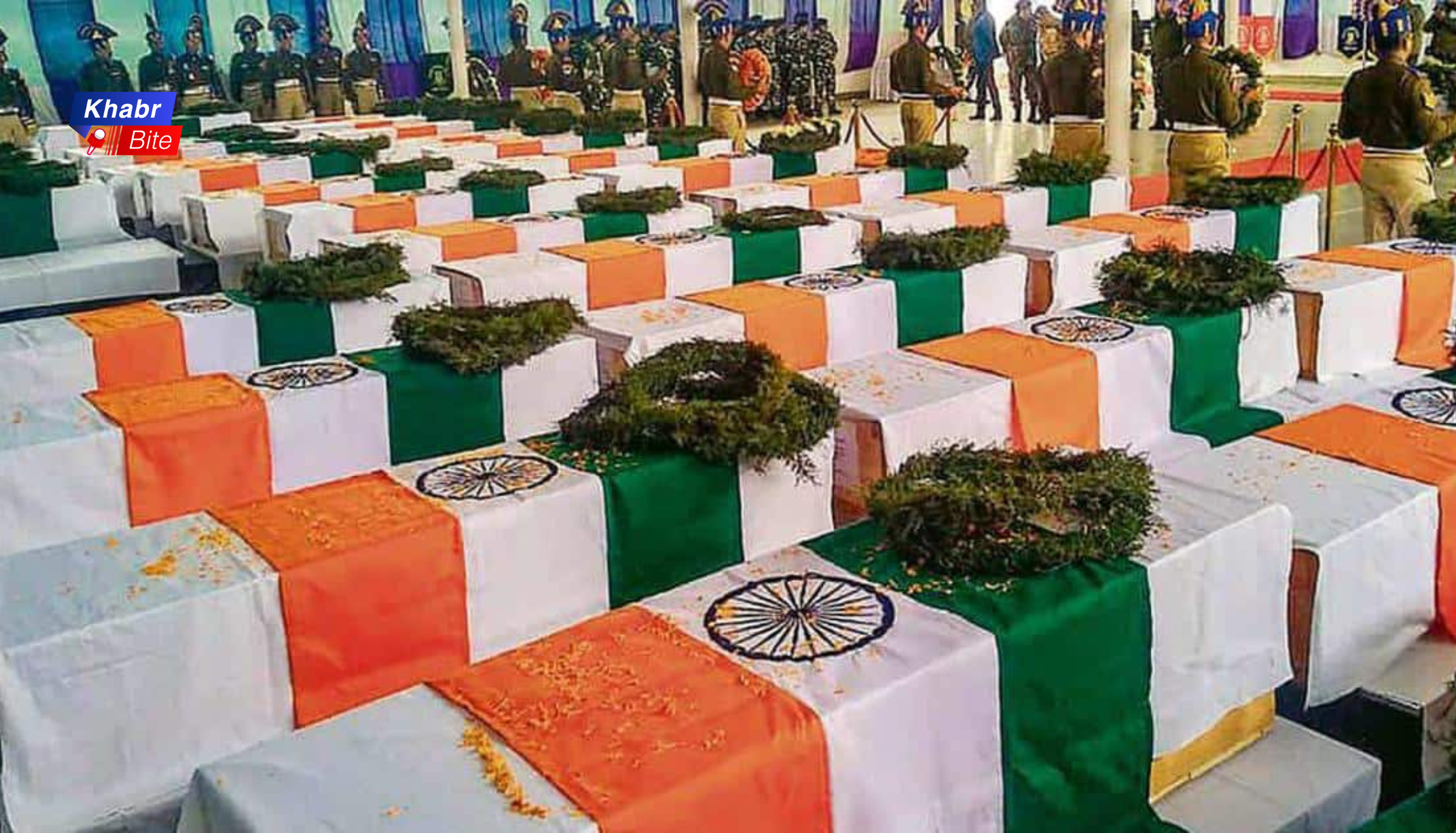 ribute to CRPF jawans killed in Pulwama attack 2019 with coffins draped in Indian flag