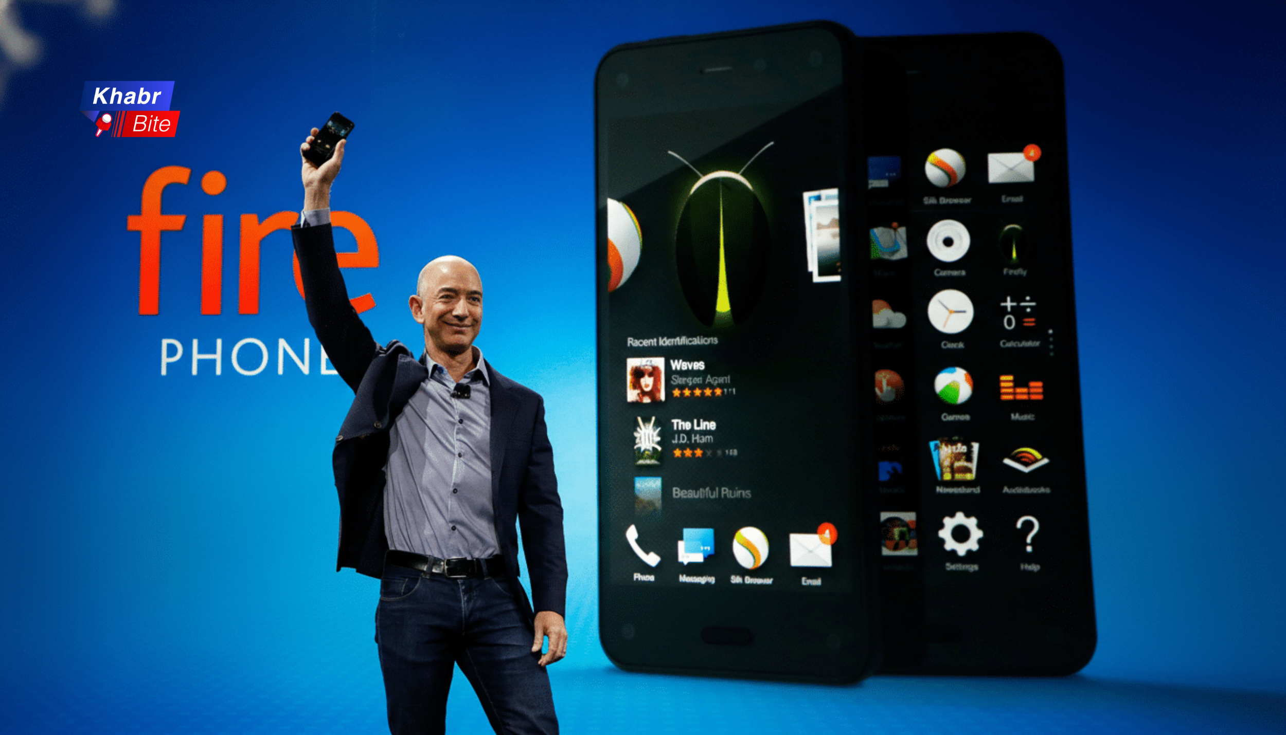 Jeff Bezos with Amazon Fire Phone at launch event