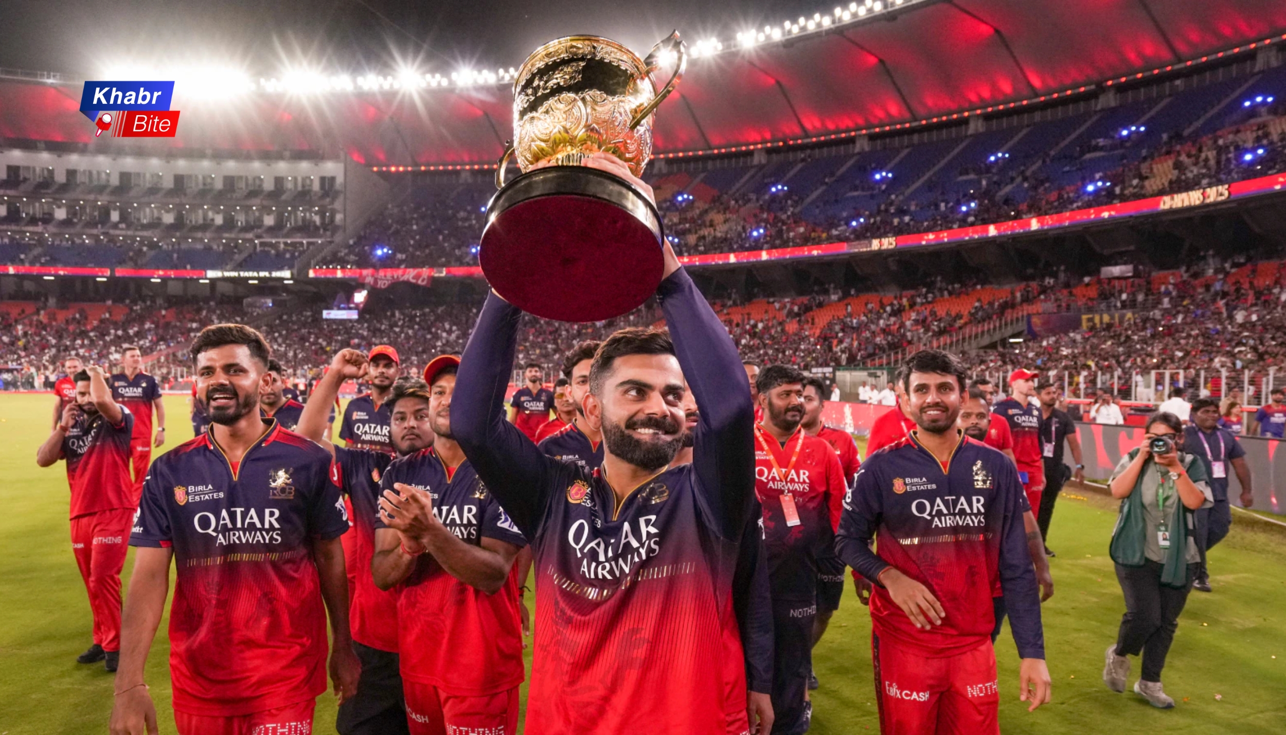 Virat Kohli lifts IPL trophy with RCB