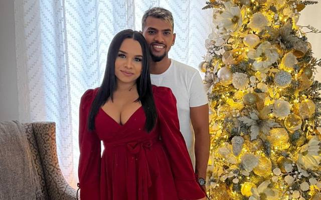 nicholas pooran and his wife Kathrina Miguel during a event