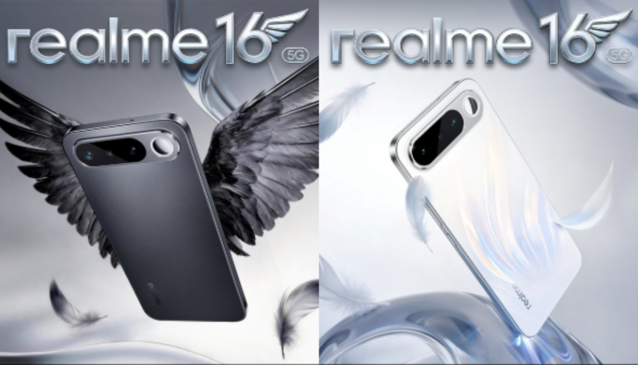 Realme 16 5G official promotional image showing both colour variants