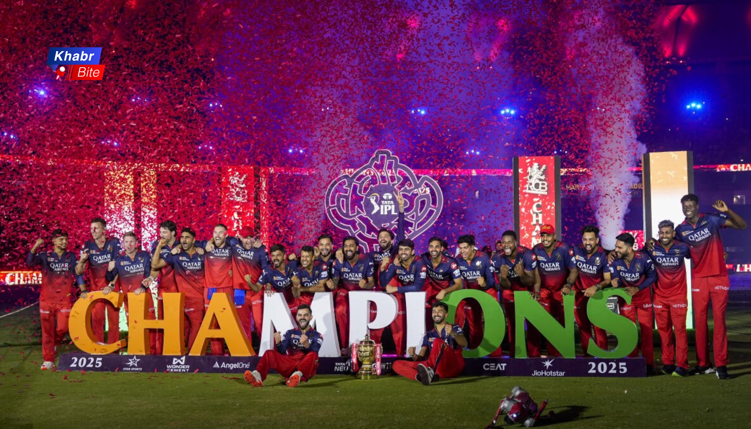 RCB players celebrate IPL title win as franchise is sold in a ₹16,706 crore deal led by the Aditya Birla Group