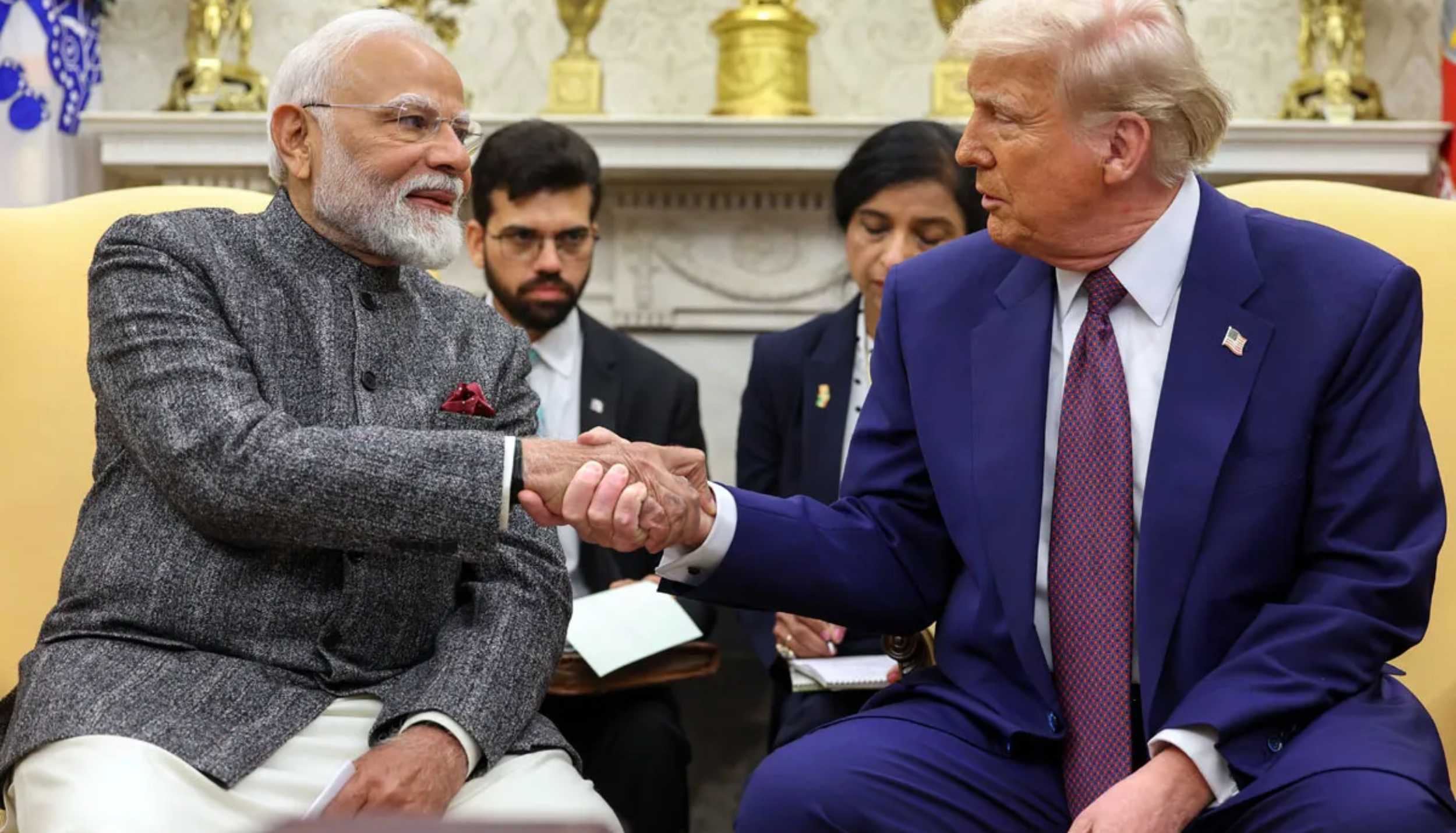 Narendra Modi and Donald Trump meeting as US grants India a 30-day waiver to buy Russian oil amid the Iran-Israel crisis