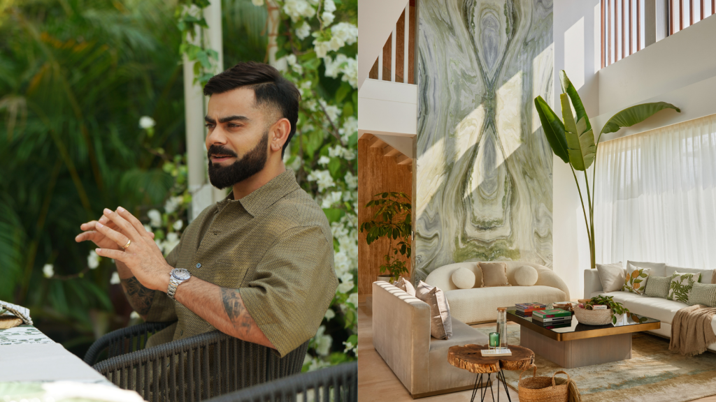 Virat Kohli with luxury home interior and modern living room design