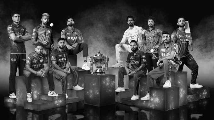 IPL 2026 captains posing with trophy ahead of tournament opener