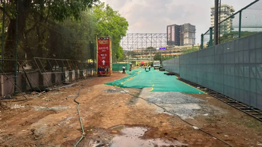 Chinnaswamy Stadium walkway under construction before IPL 2026