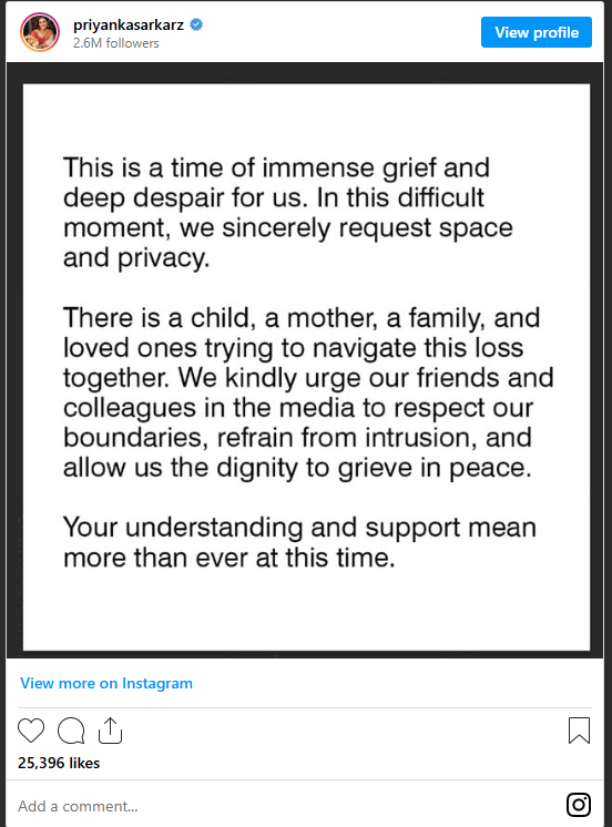 priyanka sarkar statement on rahul death