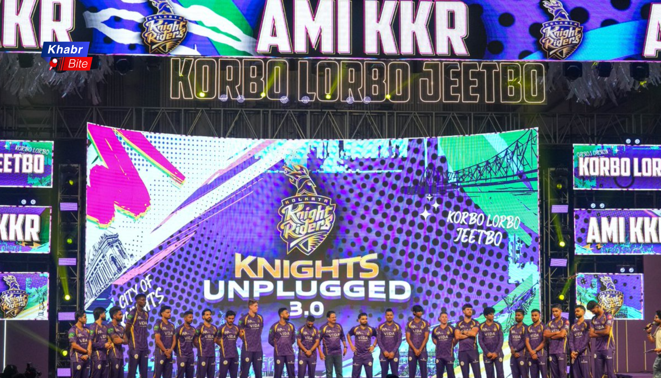 Kolkata Knight Riders players at a pre-season event where Rinku Singh was named vice-captain ahead of IPL 2026