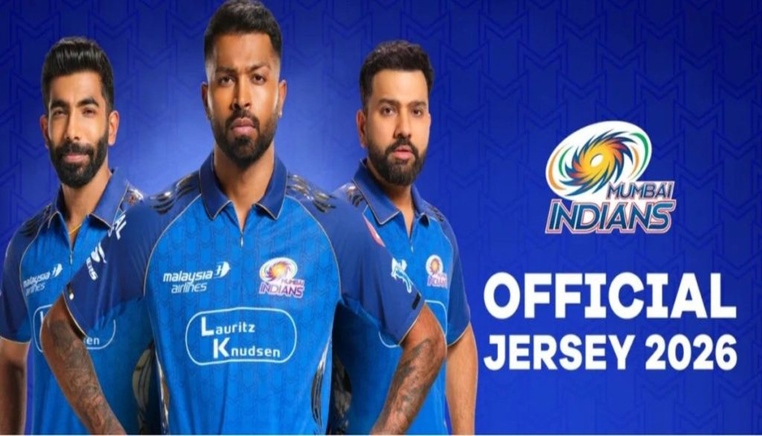 Mumbai Indians official jersey 2026 revealed featuring Hardik Pandya, Jasprit Bumrah and Rohit Sharma