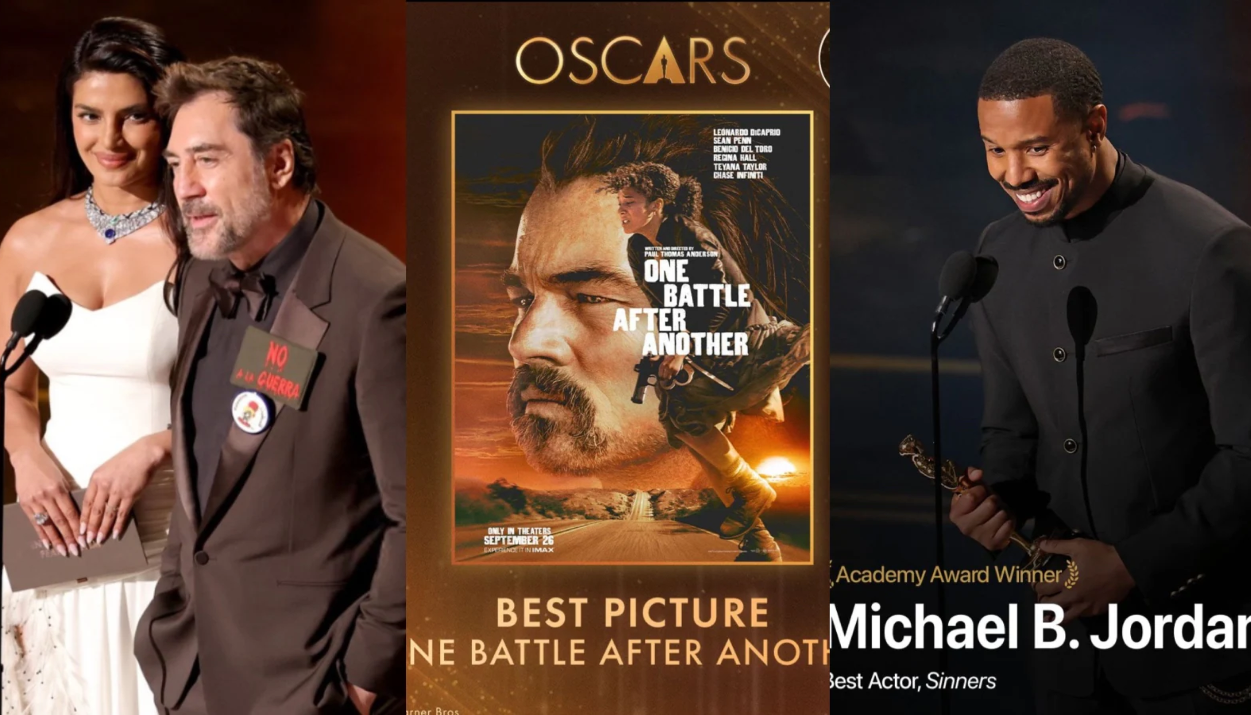 Oscars 2026 winners featuring One Battle After Another Best Picture and Michael B Jordan Best Actor at the 98th Academy Awards