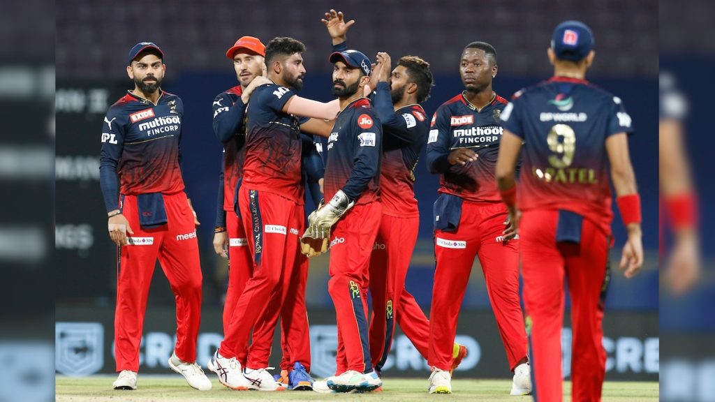 Royal Challengers Bengaluru players celebrate during an IPL match