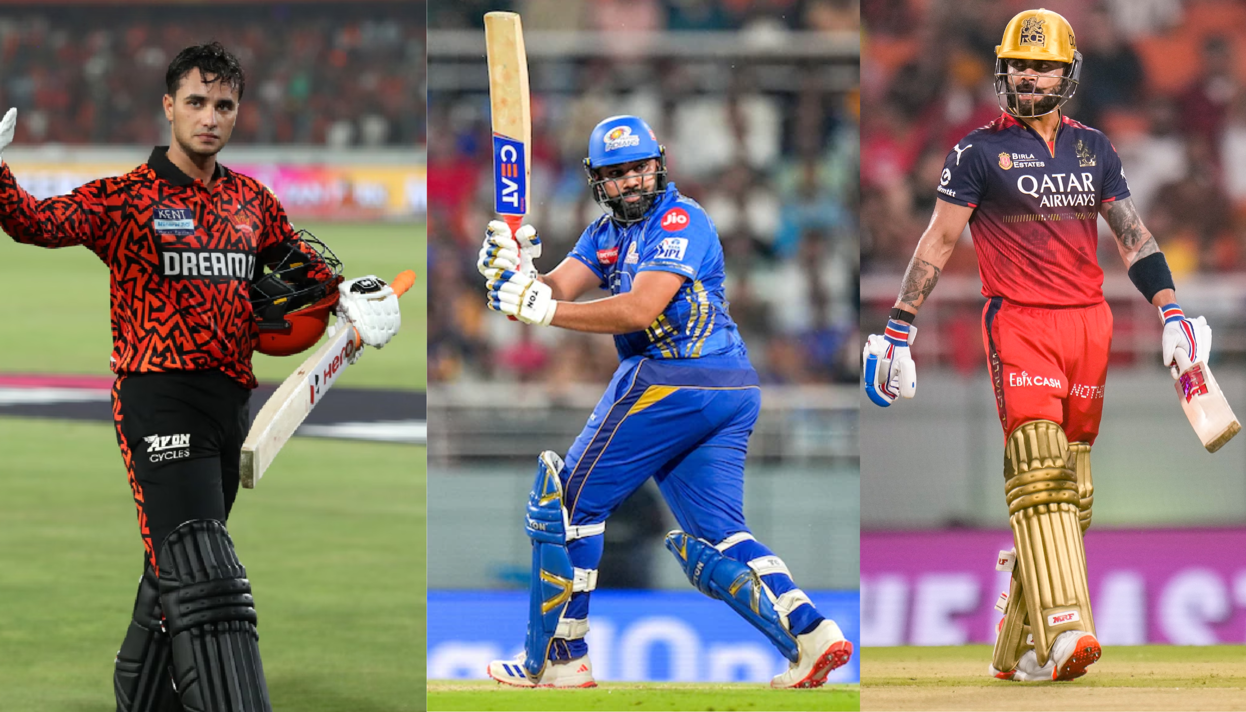 Abhishek Sharma, Rohit Sharma and Virat Kohli