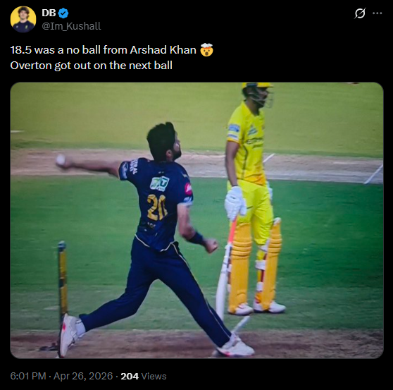 Arshad Khan No-Ball Confusion